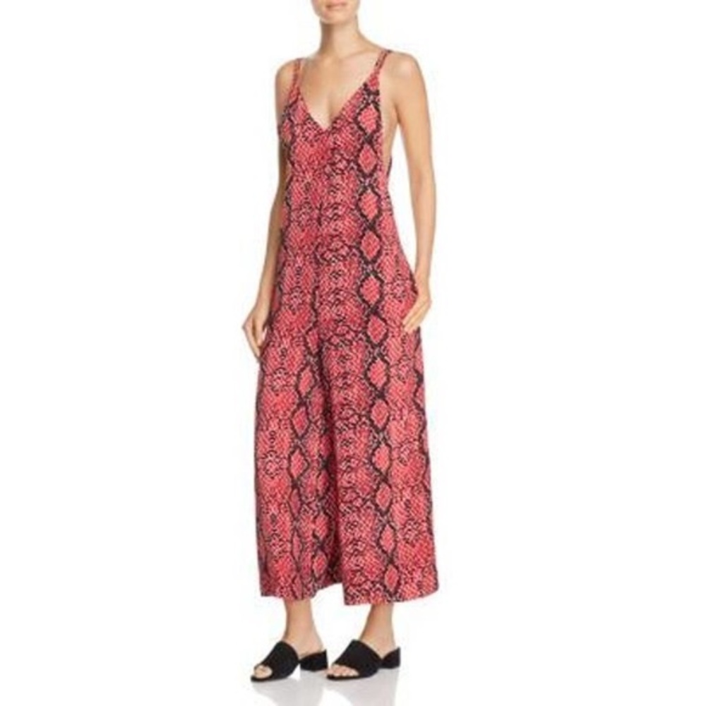 Free People Red Snake Print Sleeveless Jumpsuit